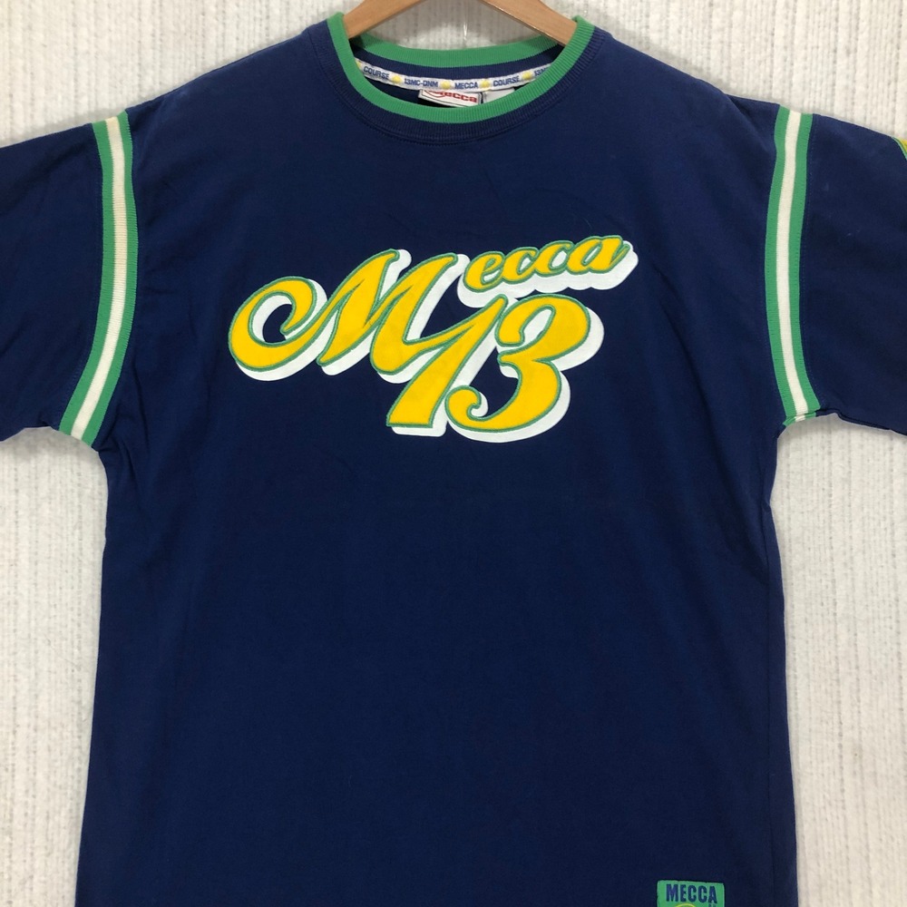 Mecca M3 Kids Graphic T-Shirt Navy Blue Yellow Green XL 18-20 NWT